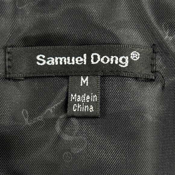 Samuel Dong Womens Size M Blazer Jacket Black Silver Dotted Collared Button Up - Picture 12 of 15